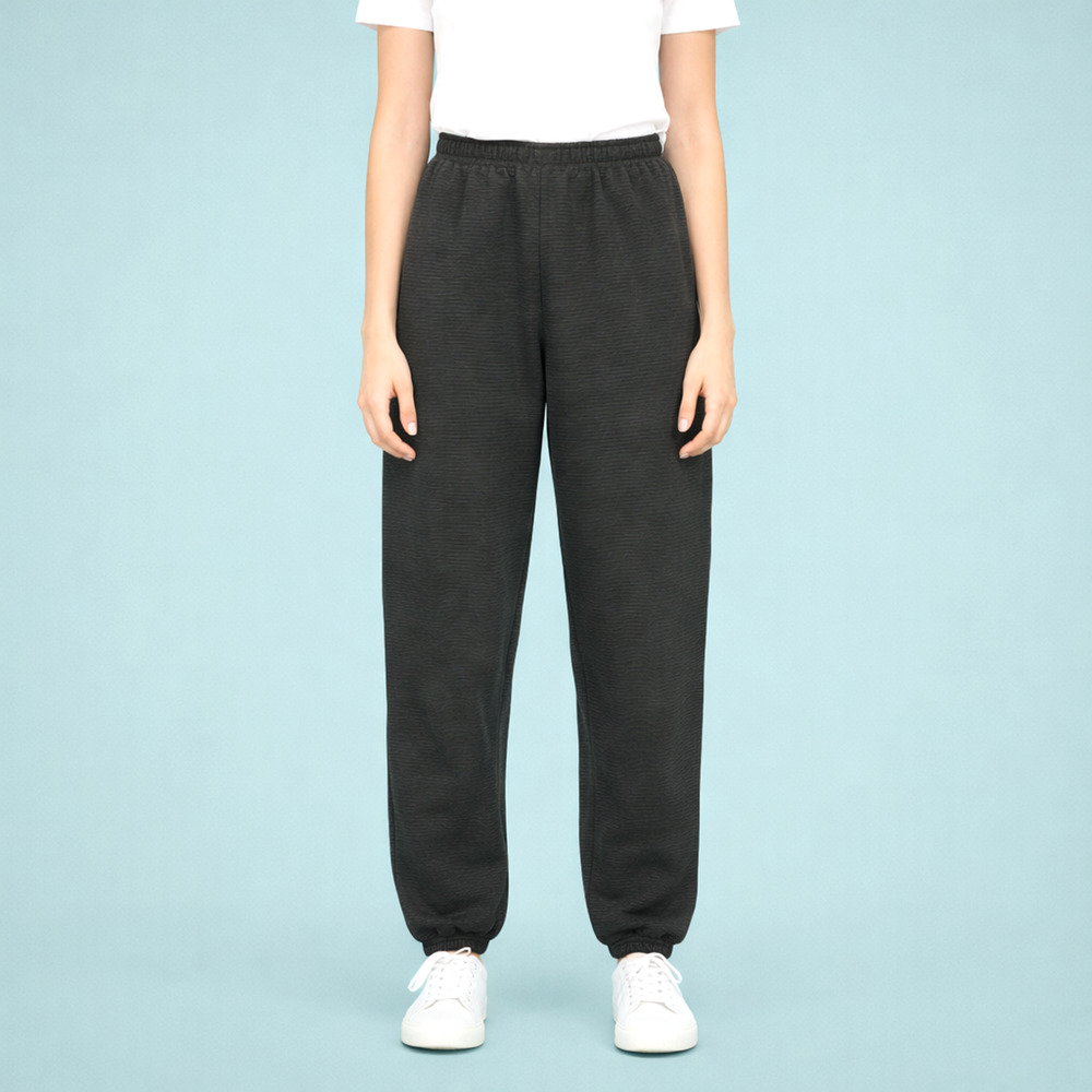 Na Nin Size XS Black Ribbed Textured Knit Pull On Elastic Jogger Style Pants